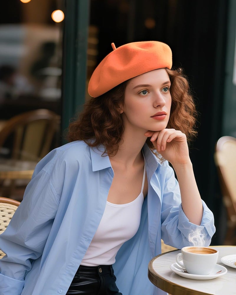 CKYPTFK Beret Hats for Women Holiday Wool French Style-Black/Red Church Hat-Clueless Outfit & Men's Beret - Image 5